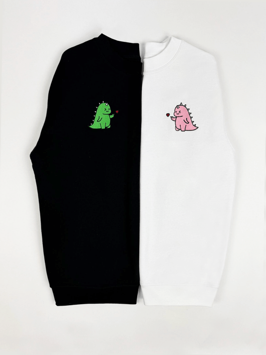 Geborduurde duo Sweaters met draakje - velvexo