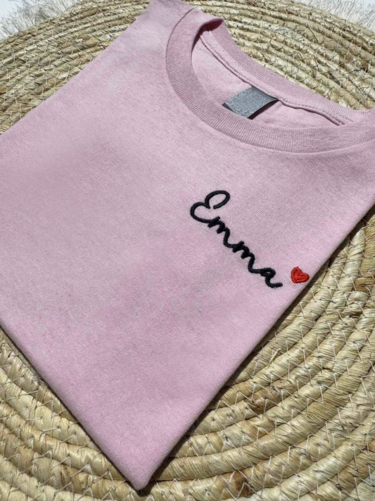 Geborduurde kinder T-shirt met naam - velvexo