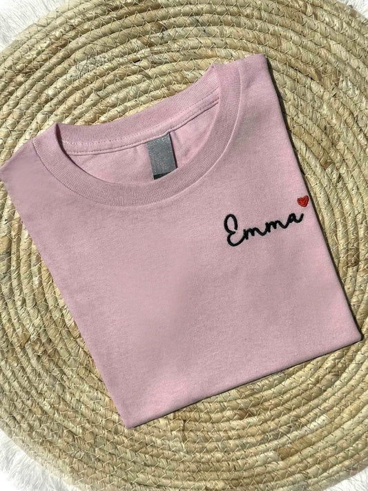 Geborduurde kinder T-shirt met naam - velvexo