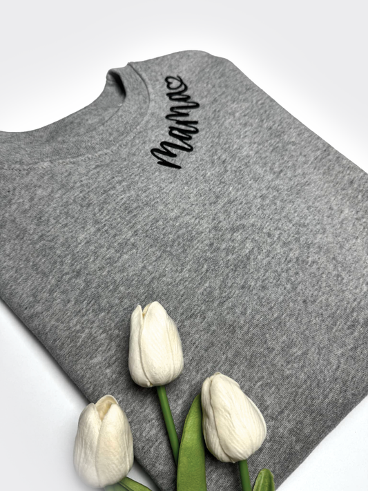 Geborduurde Sweater met mama op kraag