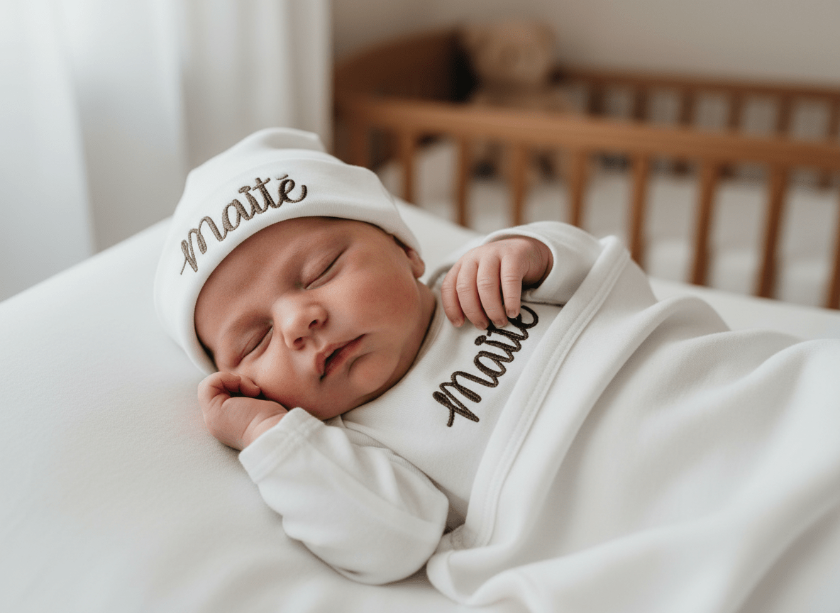 Babyset met naam – Romper, muts & slab - velvexo