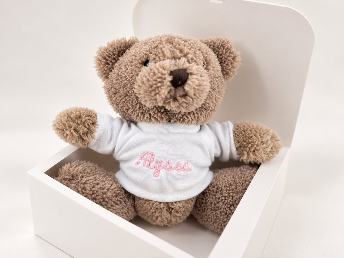 Knuffel met naam in doosje