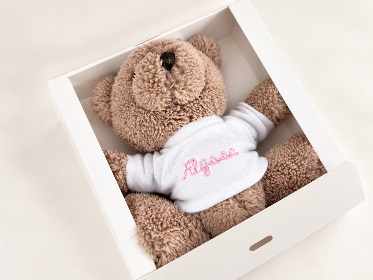 Knuffel met naam in doosje