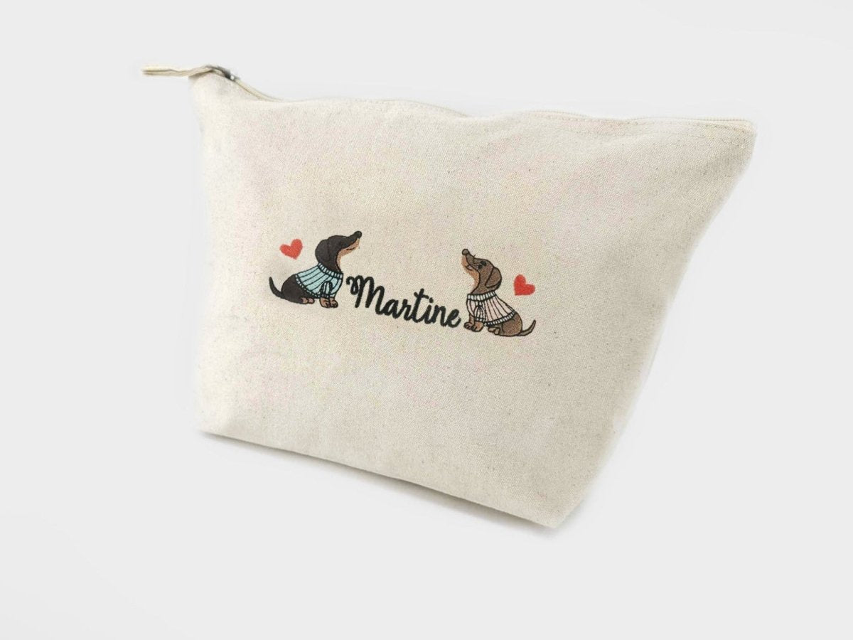 Geborduurde accessoiretas met honden - velvexo