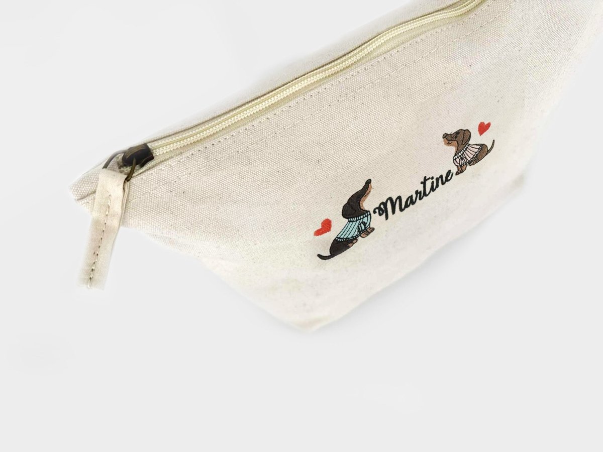 Geborduurde accessoiretas met honden - velvexo
