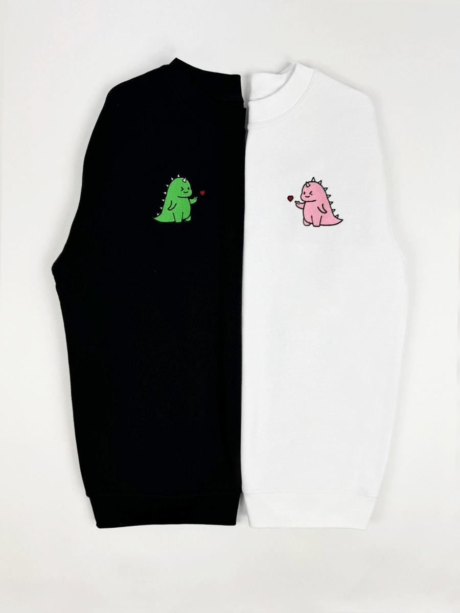 Geborduurde duo Sweaters met draakje - velvexo