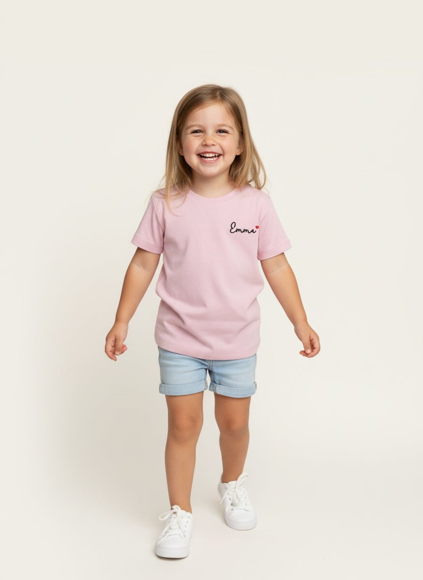 Geborduurde kinder T-shirt met naam - velvexo