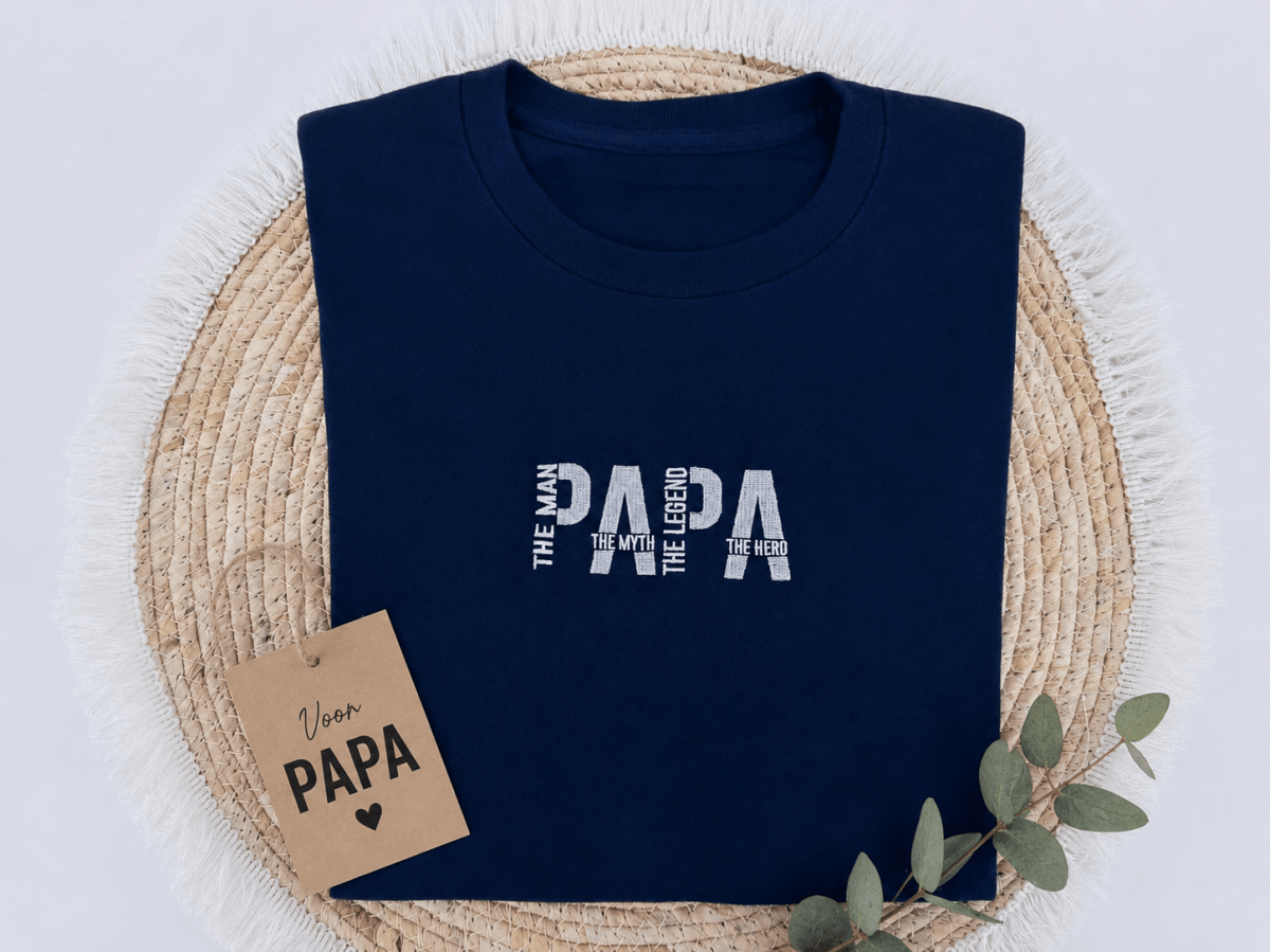 Geborduurde papa T-Shirt - velvexo