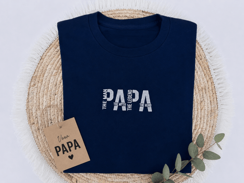 Geborduurde papa T-Shirt - velvexo
