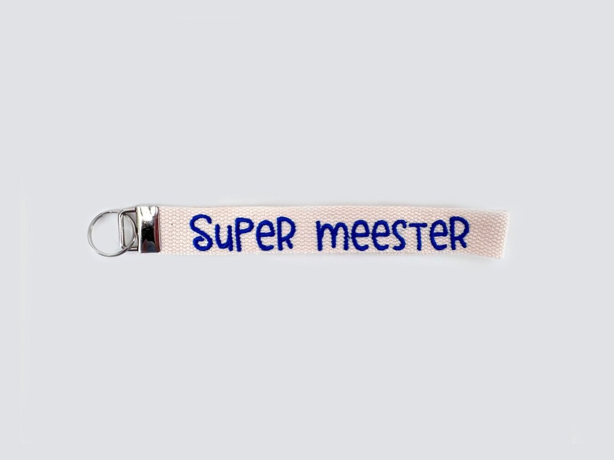 Geborduurde Sleutelhanger voor Juf of Meester - velvexo