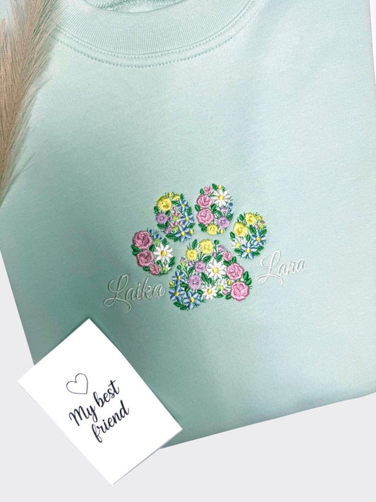 Geborduurde Sweater met pootafdruk en huisdiernaam - velvexo