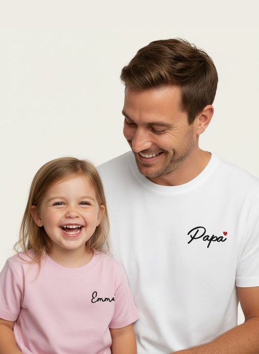 Geborduurde T shirt met naam en hartje - velvexo