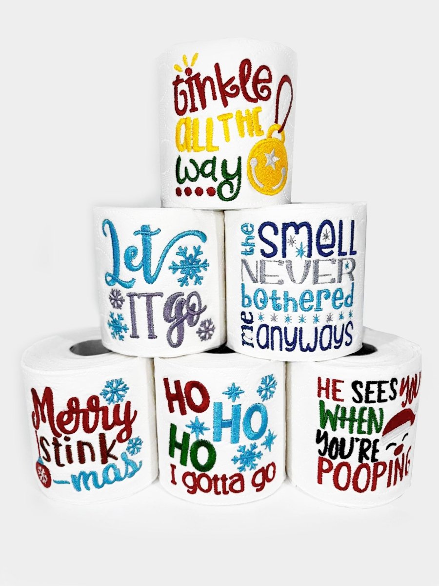 Geborduurde WC - rol. Een leuk kerstcadeau voor op het toilet. Perfect voor Secret Santa - velvexo