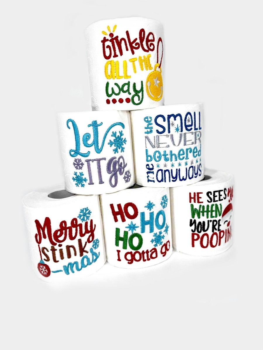Geborduurde WC - rol. Een leuk kerstcadeau voor op het toilet. Perfect voor Secret Santa - velvexo
