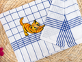 Keukenhanddoek met geborduurde kat