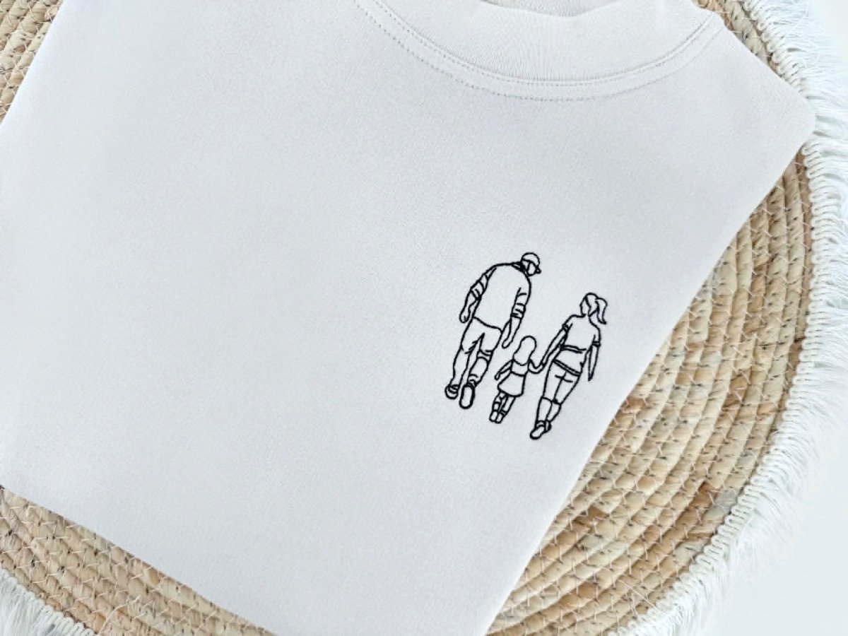 Gepersonaliseerde familie sweater met borstborduring - velvexo