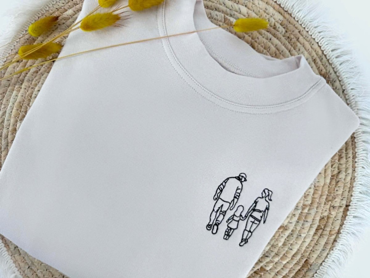 Gepersonaliseerde familie sweater met borstborduring - velvexo