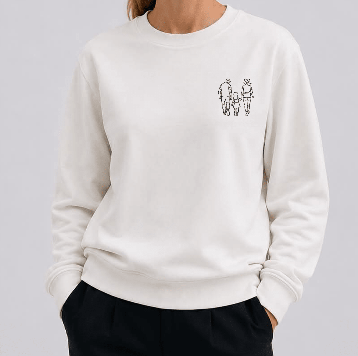 Gepersonaliseerde familie sweater met borstborduring - velvexo