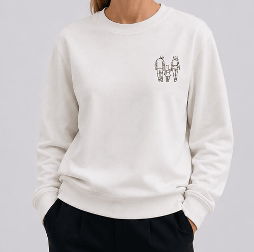 Gepersonaliseerde familie sweater met borstborduring - velvexo