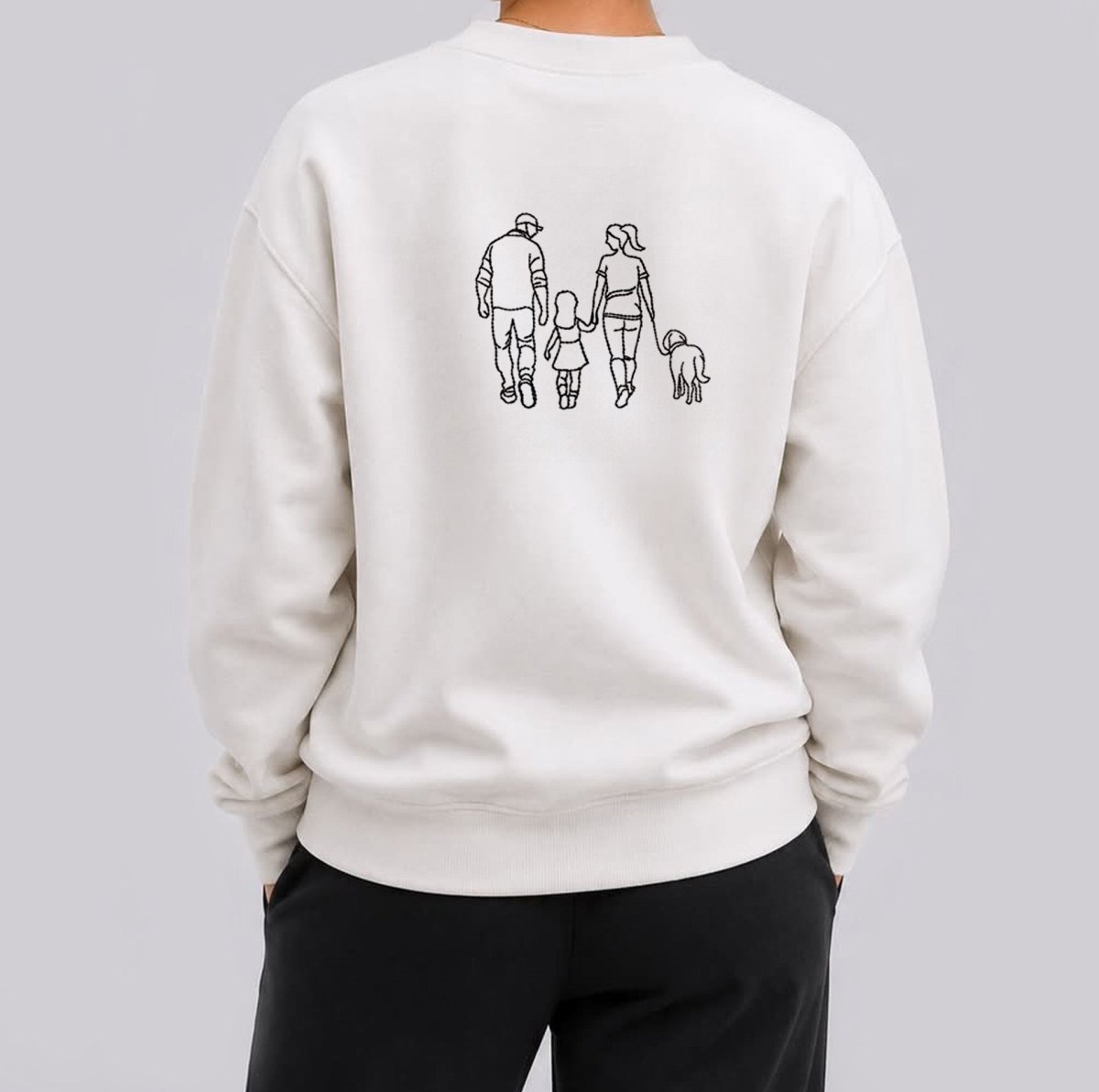 Gepersonaliseerde familie sweater met rugborduring - velvexo