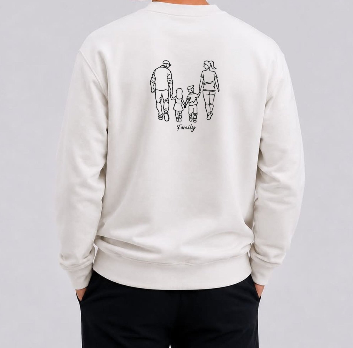 Gepersonaliseerde familie sweater met rugborduring - velvexo