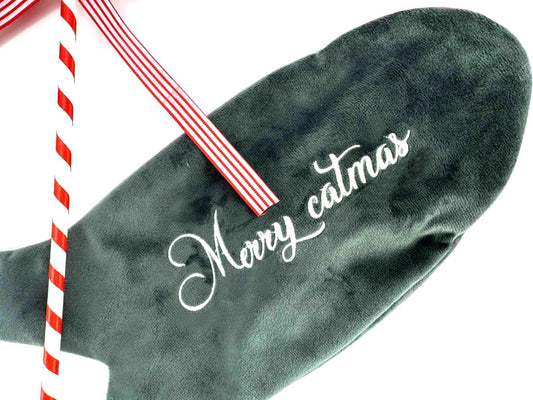 Gepersonaliseerde kattenkerstsok met naam (Snackpakket optioneel) - velvexo