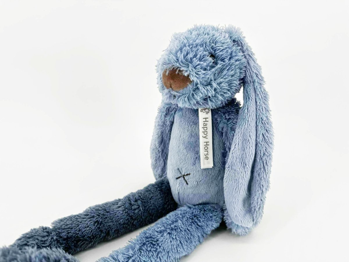 Happy Horse Konijn Richie met naam geborduurd blauw 38 cm - velvexo