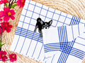 Keukenhanddoek met geborduurde hond