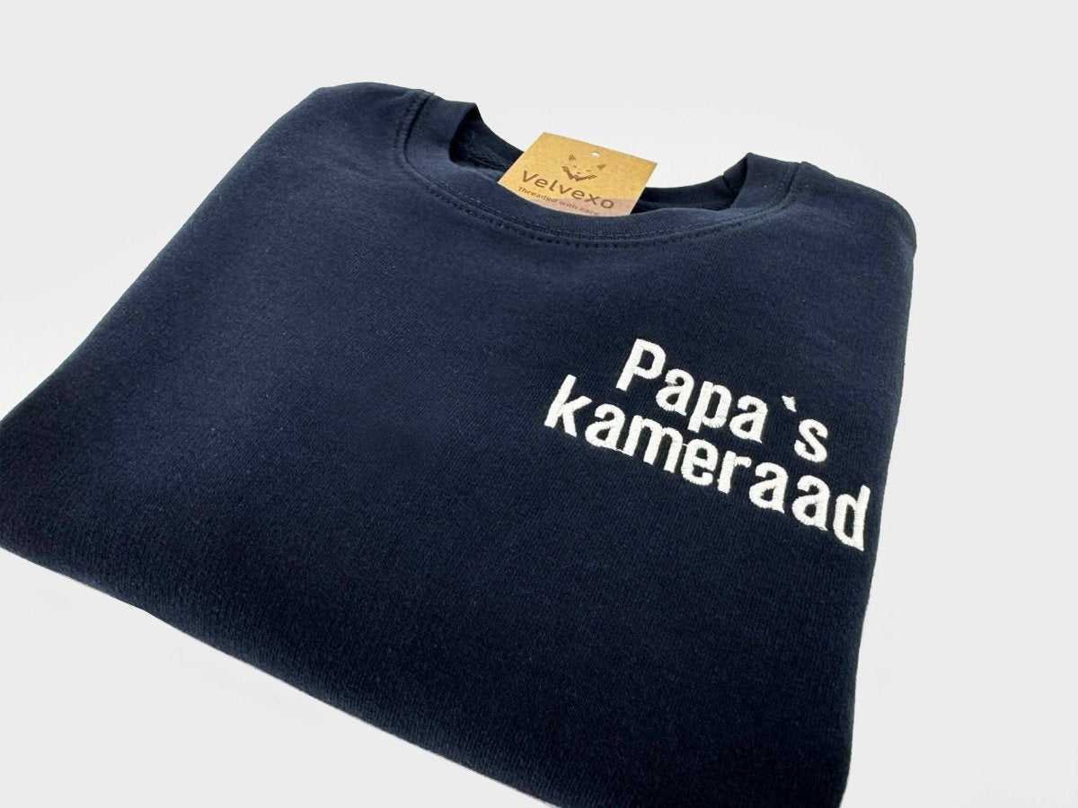 Kindertrui Papa’s kameraad – Geborduurde sweater voor kinderen - velvexo