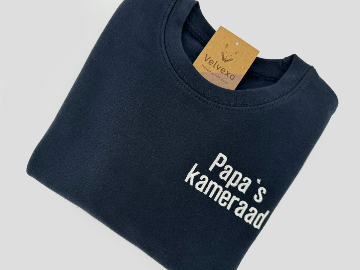 Kindertrui Papa’s kameraad – Geborduurde sweater voor kinderen - velvexo