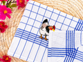 Keukenhanddoek met geborduurde kip
