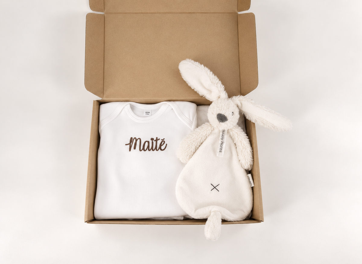 Babyset met Naam Romper, & Happy Horse Knuffeldoekje