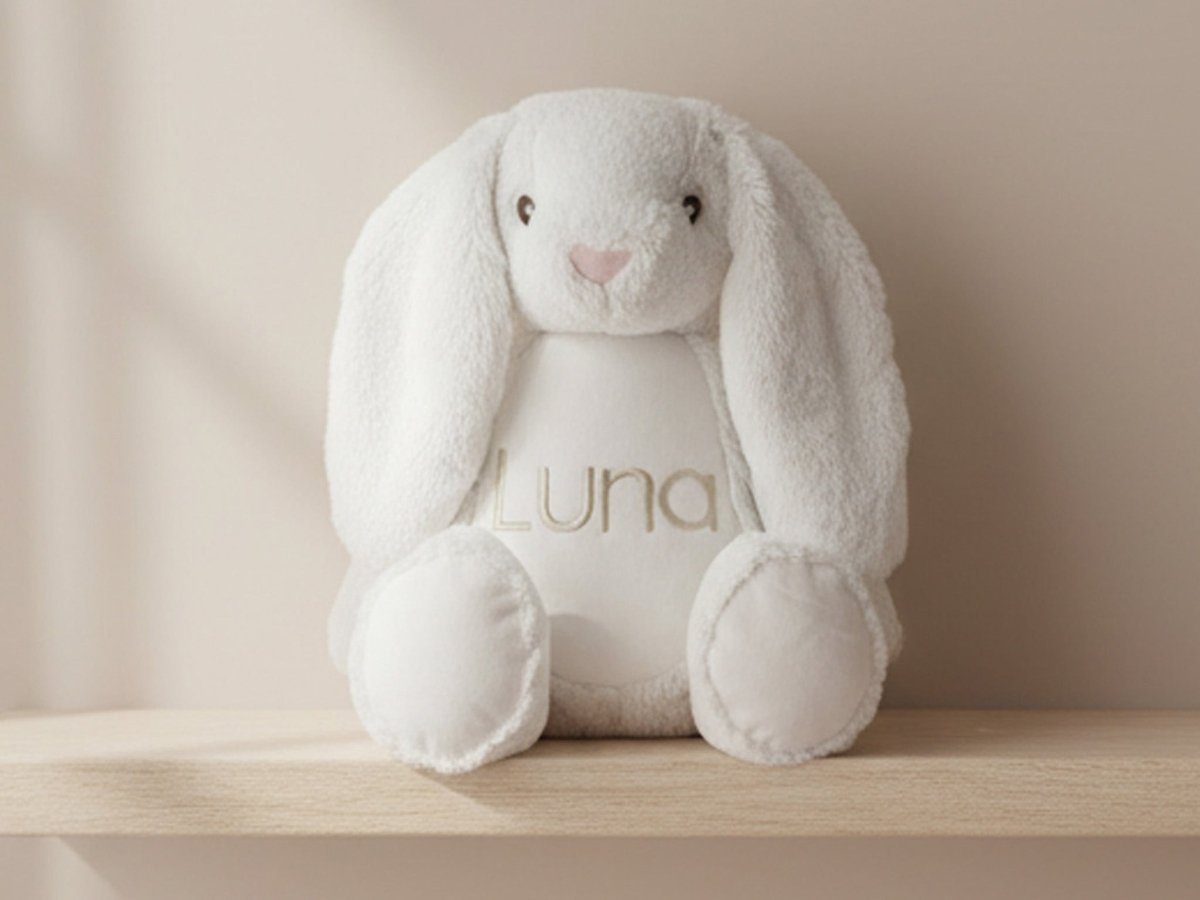 Knuffelkonijn wit met naam - velvexo