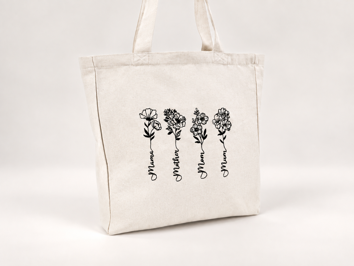 Boodschappentas met bloemen mama, mother, mom, mum