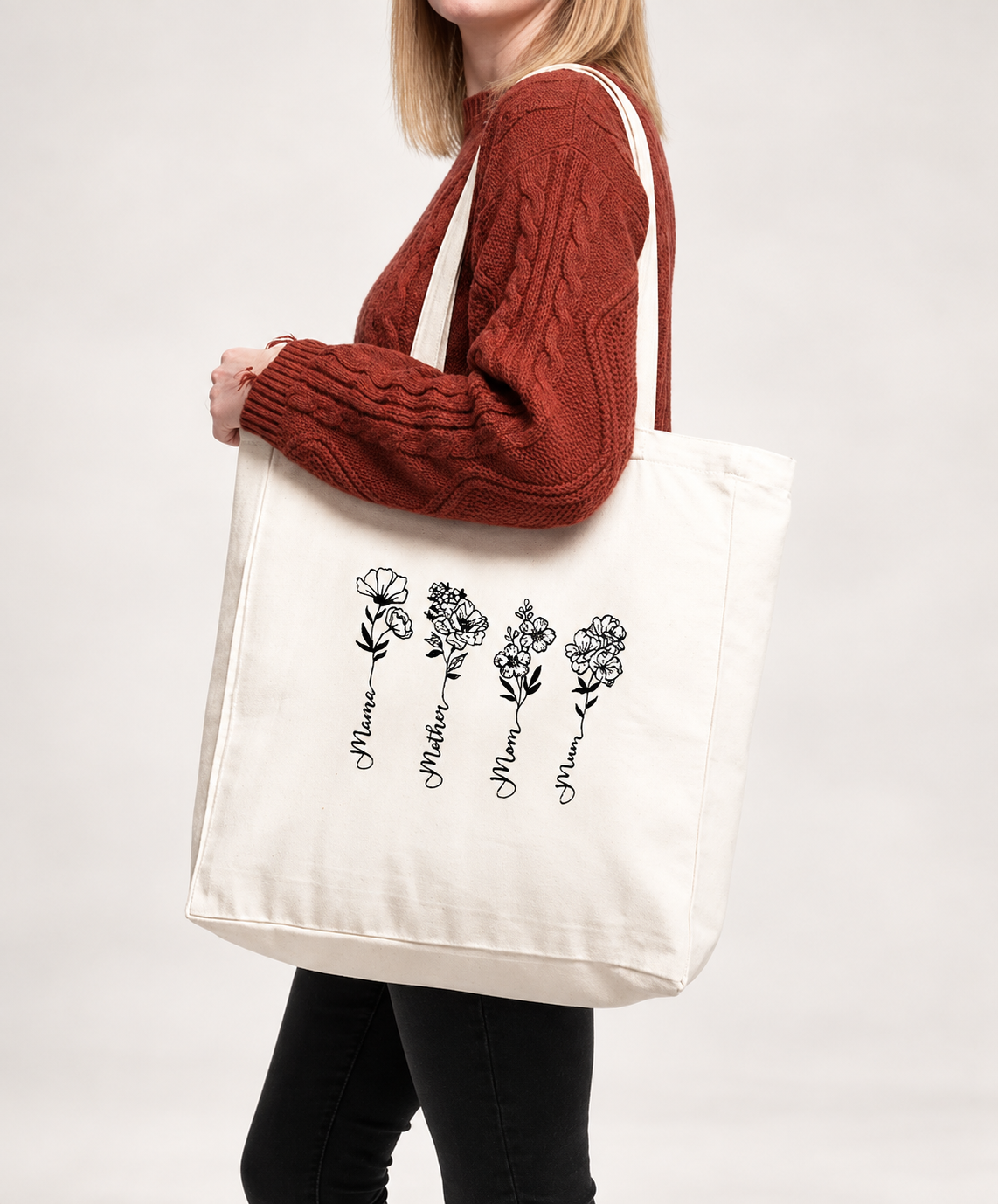 Boodschappentas met bloemen mama, mother, mom, mum