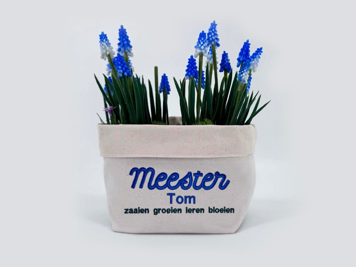 Plantenzak met Naam voor Juf of Meester - velvexo