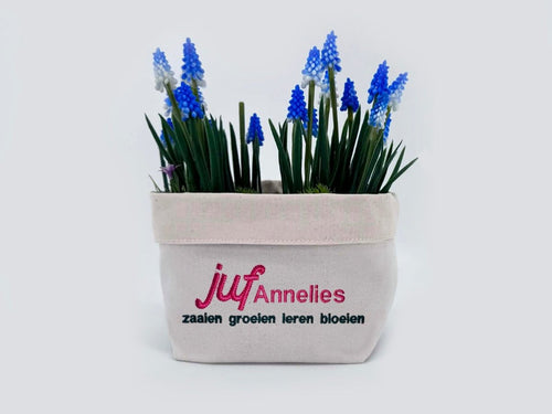 Plantenzak met Naam voor Juf of Meester - velvexo