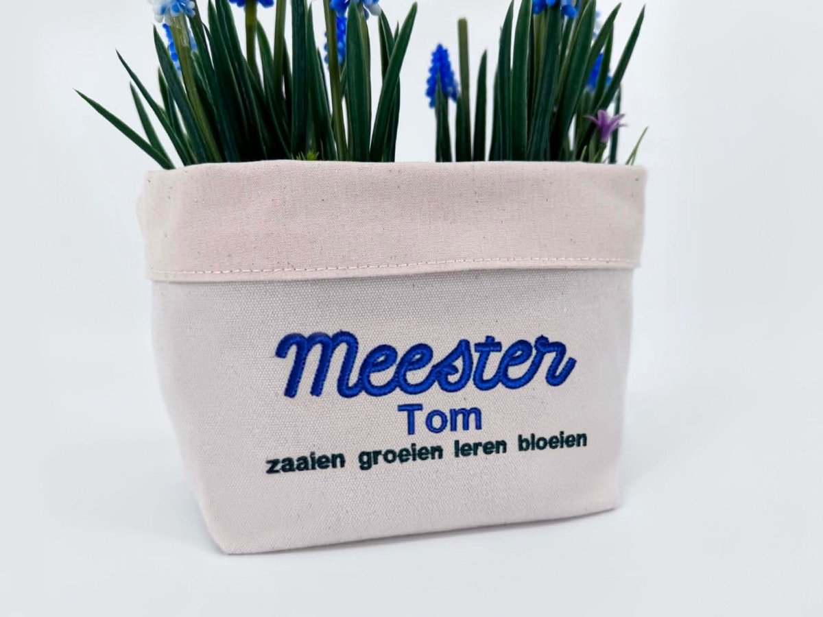 Plantenzak met Naam voor Juf of Meester - velvexo