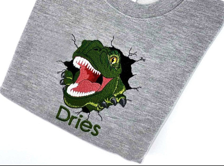 T - Rex Trui met naam geborduurd - velvexo