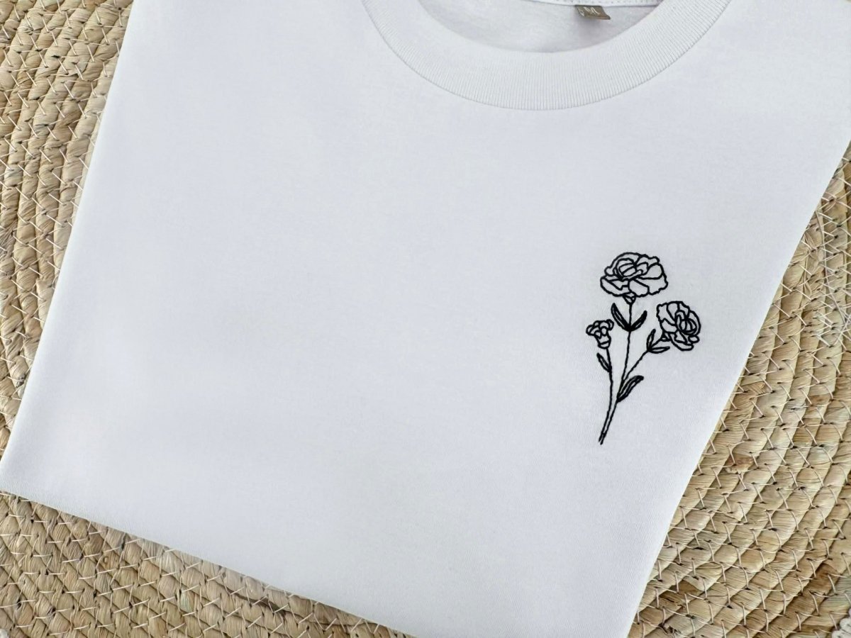 T-shirt met geboortebloem - velvexo