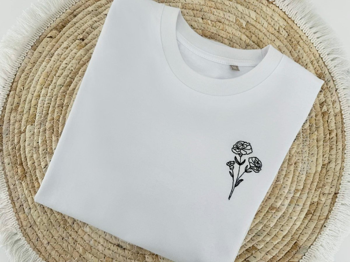 T-shirt met geboortebloem - velvexo