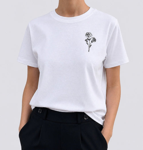 T-shirt met geboortebloem - velvexo