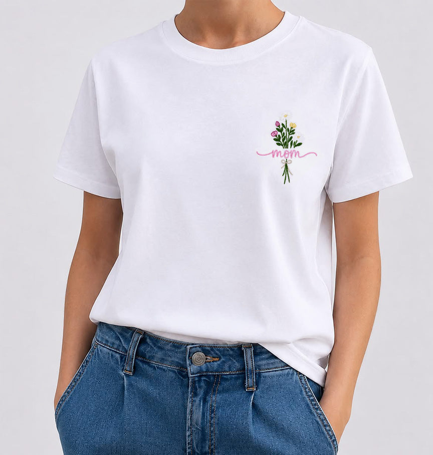 T-shirt met bloemen mom