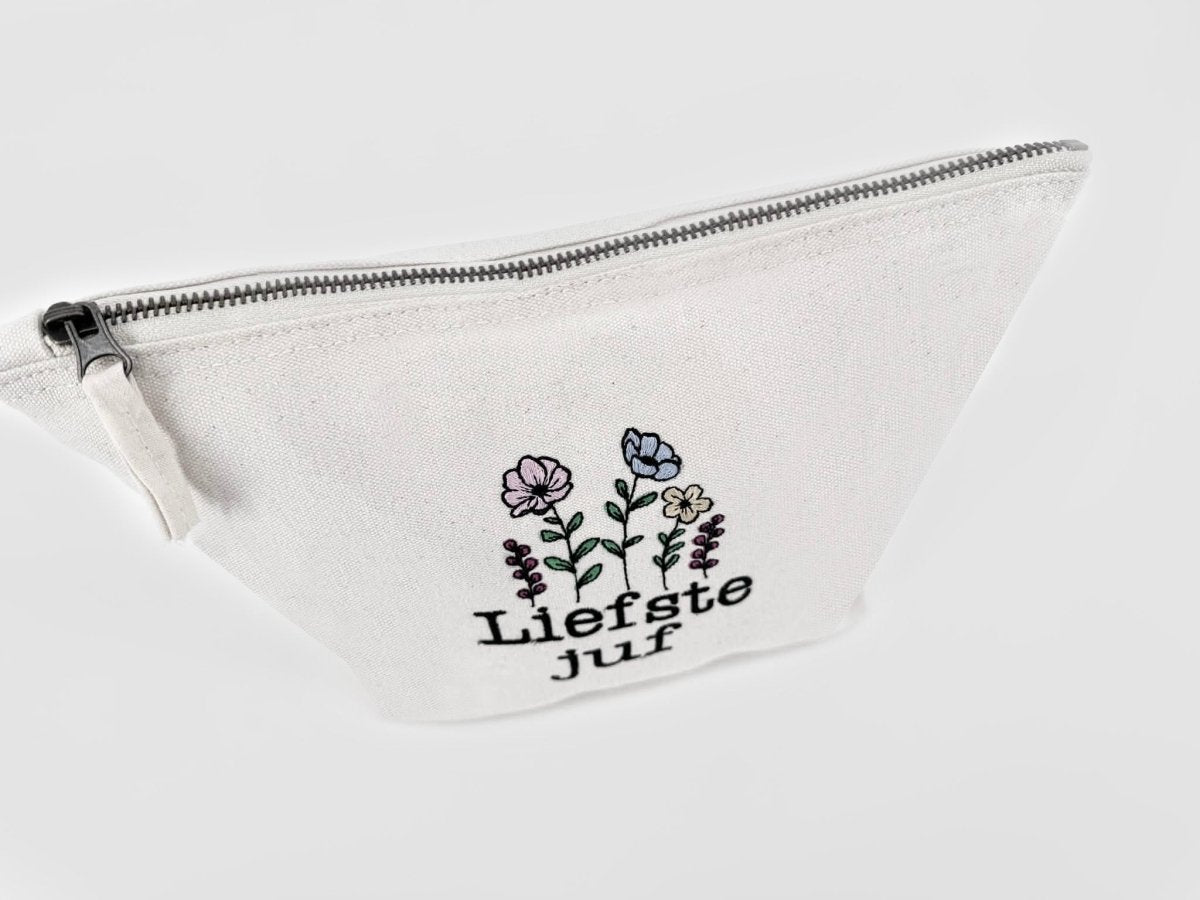 Toilettas met liefste juf of tekst naar keuze - velvexo
