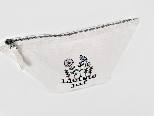 Toilettas met liefste juf of tekst naar keuze - velvexo