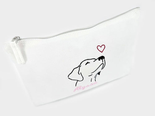 Toilettas met naam en hond - velvexo