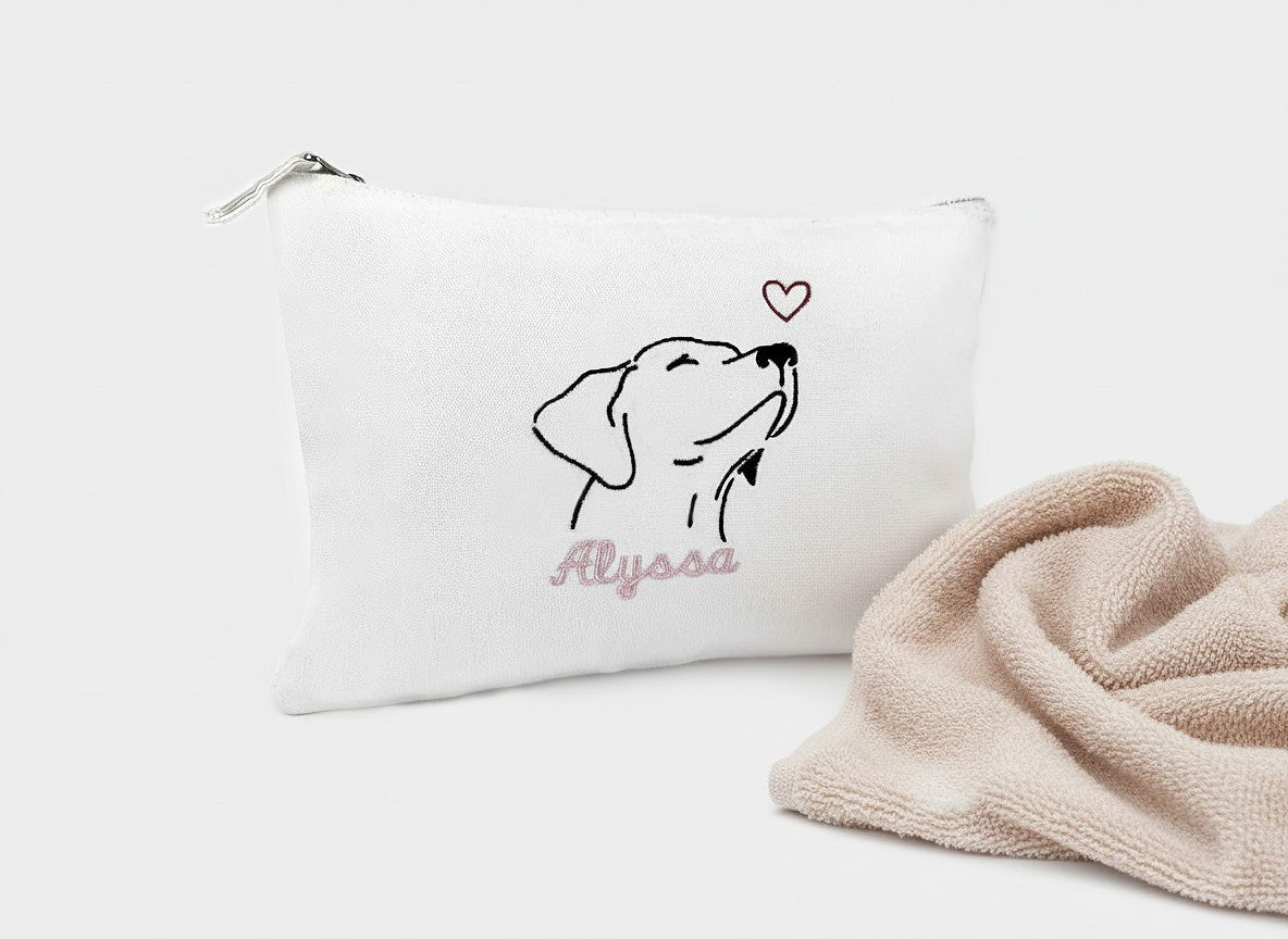 Toilettas met naam en hond - velvexo